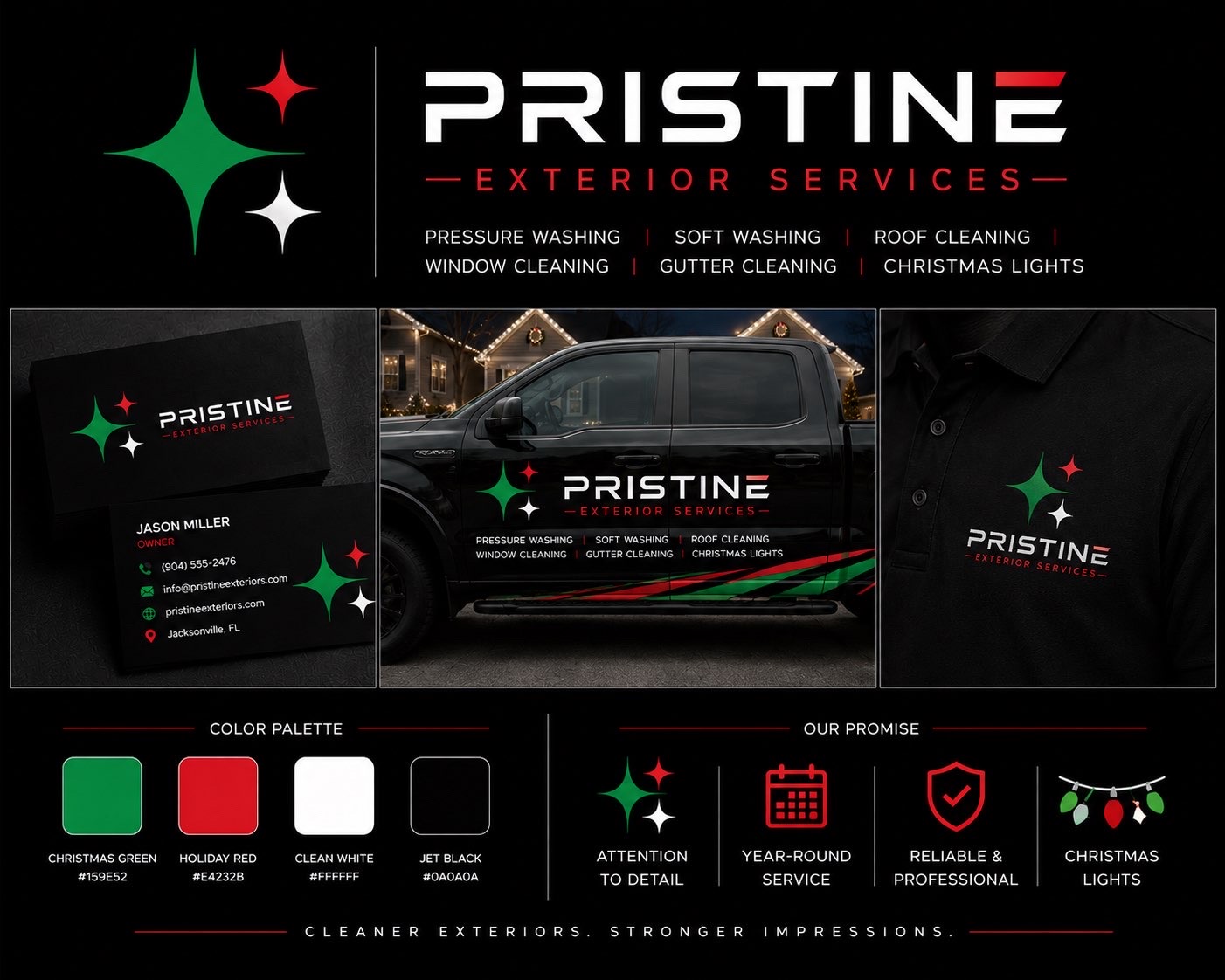 Pristine Exterior Services holiday logo